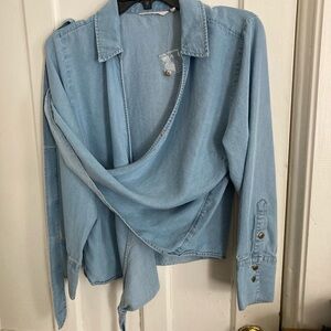 Soft Surroundings Light Denim Tie Front Top